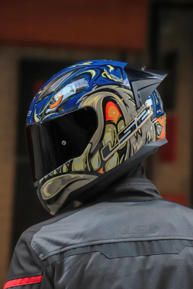 LS2 RAPID 2 SPOX MAVİ-GRİ KASK + SPOILER - 5