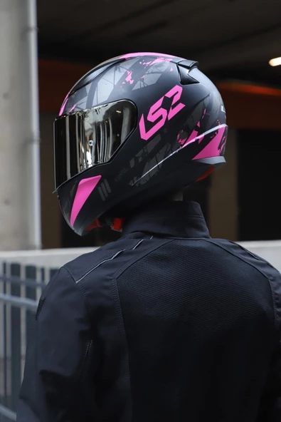 LS2 Rapıd 2 Palımnesıs Mat Siyah-pembe Kask - Resim 2