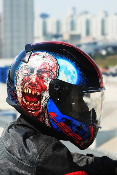 LS2 RAPID 2 ZOMBIE SİYAH-KIRMIZI KASK - 4