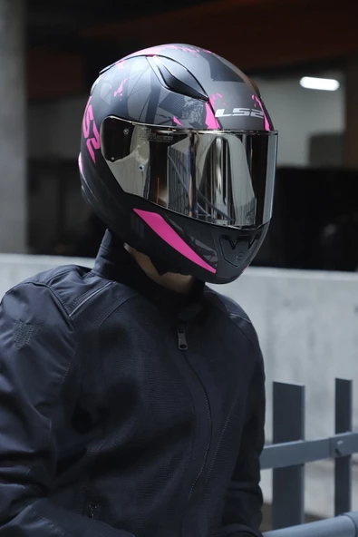 LS2 Rapıd 2 Palımnesıs Mat Siyah-pembe Kask - Resim 3