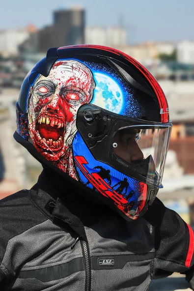 LS2 RAPID 2 ZOMBIE SİYAH-KIRMIZI KASK