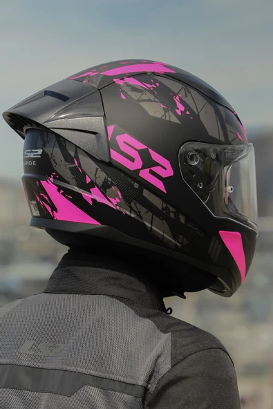 LS2 Rapıd 2 Race Palımnesıs Mat Siyah-Pembe Kask - 5