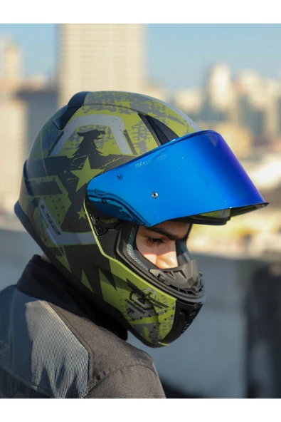 LS2 RAPID 2 THUNDER BIRDS MAT YEŞİL-SİYAH-GRİ KASK - Resim 8