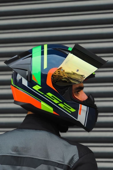 LS2 RAPID RACE CHOS MAVİ NEON TURUNCU KASK - 4