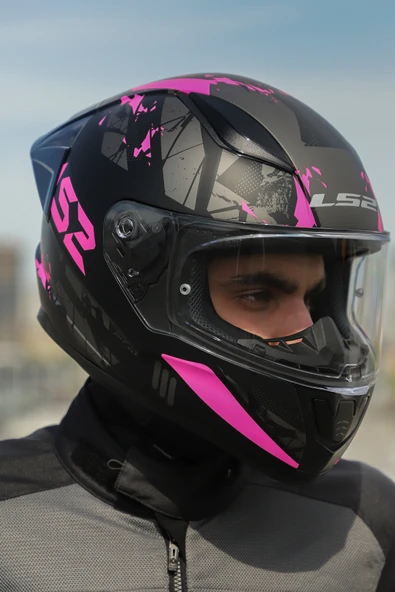LS2 Rapıd 2 Race Palımnesıs Mat Siyah-Pembe Kask - 7