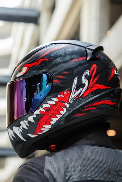 LS2 RAPID 2 KAIJU MAT SİYAH-KIRMIZI-BEYAZ KASK - Resim 8