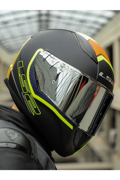 LS2 RAPID 2 EXTRA MAT NEON SARI-NAVY MAVİ KASK - 3
