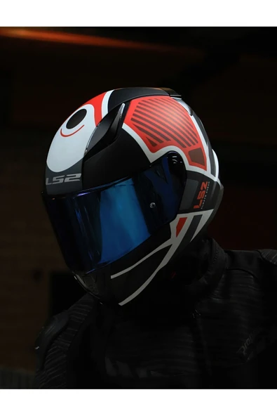 LS2 RAPID 2 GRID MAT BEYAZ-KIRMIZI KASK - Resim 8