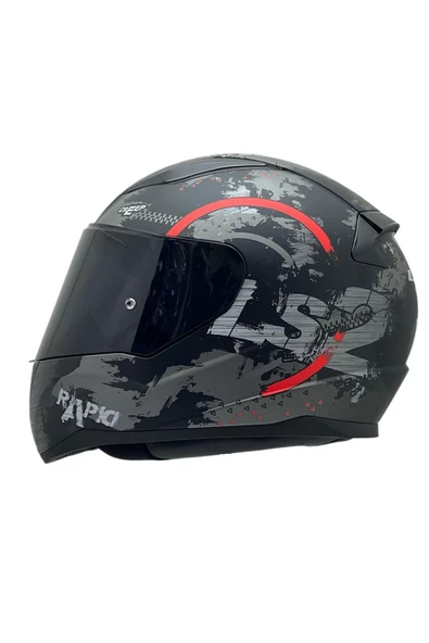 LS2 Rapıd 2 Cırcle Mat Siyah-kırmızı Kask Siyah Cam-şeffaf Cam Hediye - 2
