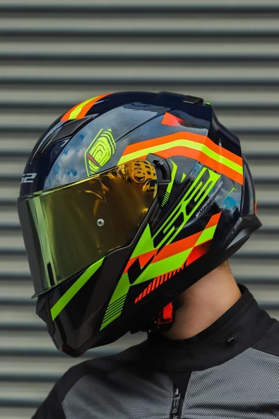 LS2 STREAM EVO REFLEX MAVİ TURUNCU KASK