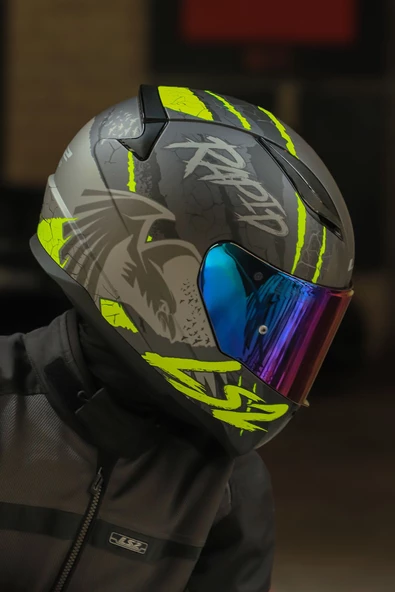 LS2 RAPID 2 RAVEN MAT SİYAH-GRİ-NEON SARI KASK