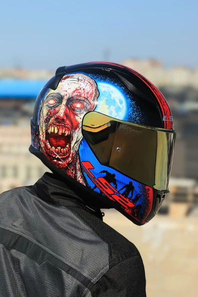 LS2 RAPID 2 ZOMBIE SİYAH-KIRMIZI KASK