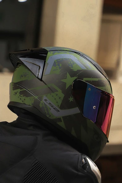 LS2 Rapıd 2 Race Thunder Bırds Mat Yeşil-siyah-gri Kask - 5