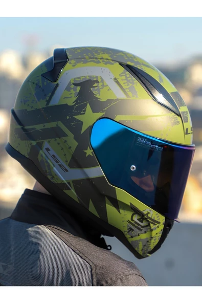 LS2 RAPID 2 THUNDER BIRDS MAT YEŞİL-SİYAH-GRİ KASK - Resim 6