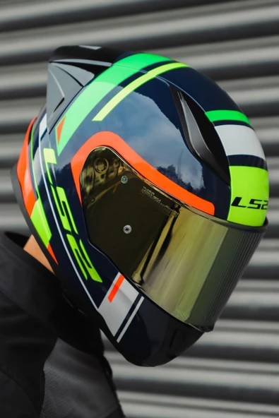 LS2 RAPID RACE CHOS MAVİ NEON TURUNCU KASK - 1