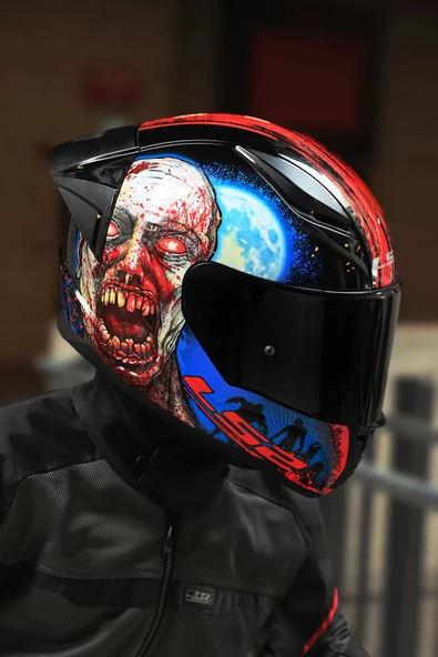 LS2 RAPID 2 RACE ZOMBIE SİYAH-KIRMIZI KASK