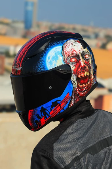 LS2 RAPID 2 ZOMBIE SİYAH-KIRMIZI KASK