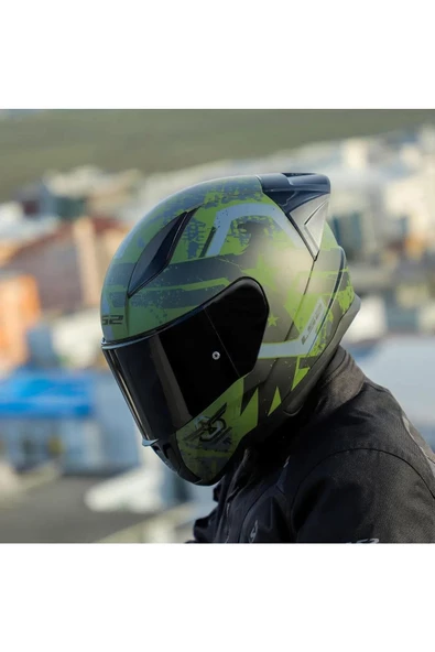 LS2 Rapid 2 Thunder Birds Race Full Face Motosiklet Kaskı Yarış Spoiler Siyah Vizörlü - 3