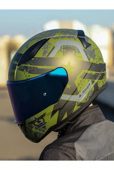 LS2 RAPID 2 THUNDER BIRDS MAT YEŞİL-SİYAH-GRİ KASK - Resim 2