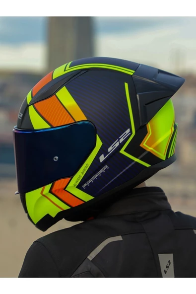 LS2 RAPID 2 RACE EXTRA MAT NEON SARI-NAVY MAVİ KASK
