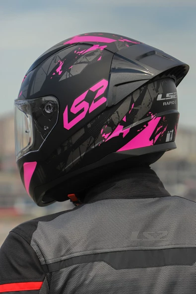 LS2 Rapıd 2 Race Palımnesıs Mat Siyah-Pembe Kask - 4