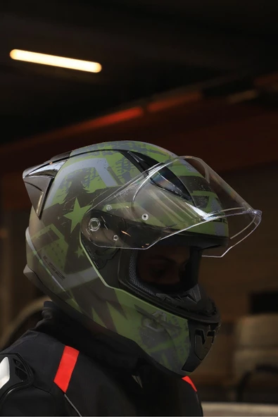 LS2 RAPID 2 RACE THUNDER  BIRDS MAT YEŞİL-SİYAH-GRİ KASK - 6