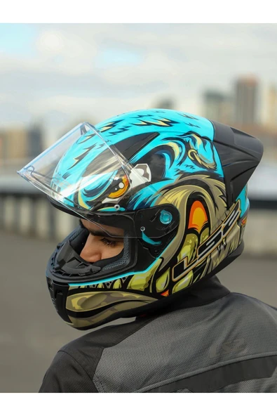 LS2 RAPID 2 RACE NEO MAVİ-MOR KASK - Resim 8