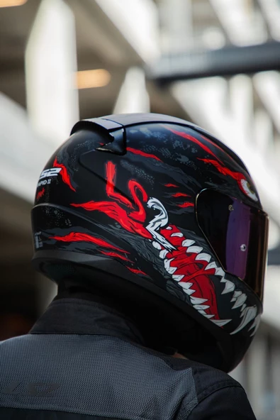 LS2 RAPID 2 KAIJU MAT SİYAH-KIRMIZI-BEYAZ KASK - Resim 5