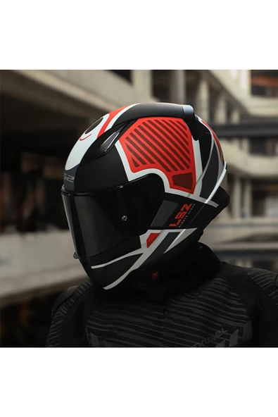 LS2 RAPID 2 GRID MAT BEYAZ-KIRMIZI KASK - 6