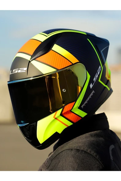 LS2 RAPID 2 RACE EXTRA MAT NEON SARI FULLFACE MOTOSİKLET KASKI GOLD CAMLI - 4
