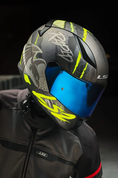 LS2 RAPID 2 RAVEN MAT SİYAH-GRİ-NEON SARI KASK