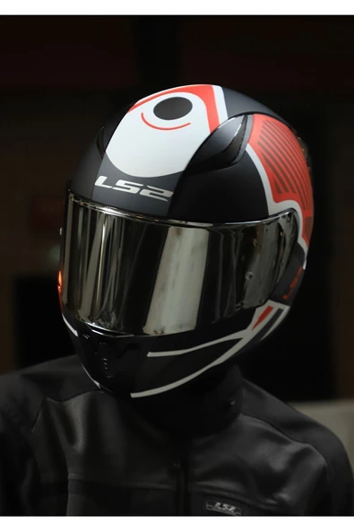LS2 RAPID 2 RACE GRID MAT BEYAZ-KIRMIZI KASK - Resim 5