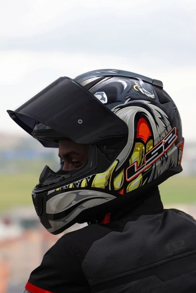 LS2 RAPID 2 SPOX GRİ-KIRMIZI KASK - Resim 6