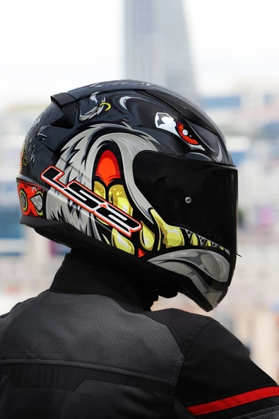 LS2 RAPID 2 SPOX GRİ-KIRMIZI KASK - Resim 5