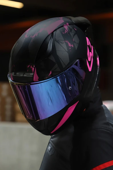 LS2 Rapıd 2 Race Palımnesıs Mat Siyah-pembe Kask - 7