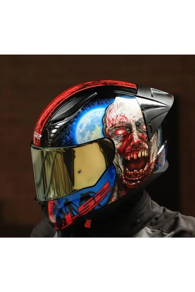 LS2 Rapıd 2 Race Zombıe Fullface Motosiklet Kaskı Gold Camlı - 3