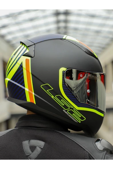 LS2 RAPID 2 EXTRA MAT NEON SARI-NAVY MAVİ KASK - 6