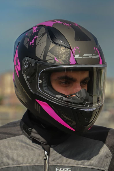 LS2 Rapıd 2 Race Palımnesıs Mat Siyah-Pembe Kask - 6