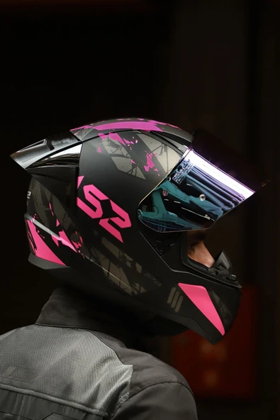 LS2 Rapıd 2 Race Palımnesıs Mat Siyah-pembe Kask - 8