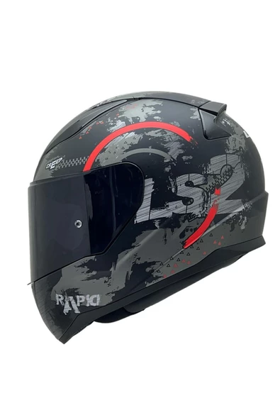 LS2 Rapıd 2 Cırcle Mat Siyah-kırmızı Kask Siyah Cam-şeffaf Cam Hediye - 1