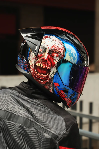LS2 RAPID 2 RACE ZOMBIE SİYAH-KIRMIZI KASK - 8