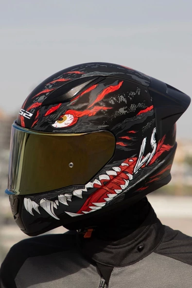 LS2 RAPID 2 RACE KAIJU MAT SİYAH-KIRMIZI-BEYAZ KASK - 6
