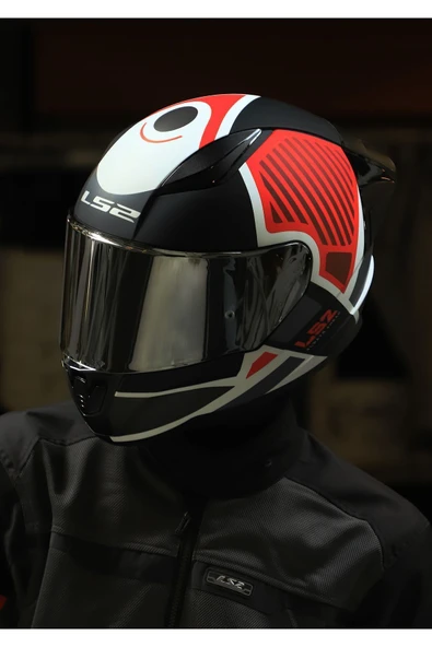 LS2 RAPID 2 RACE GRID MAT BEYAZ-KIRMIZI KASK - Resim 8