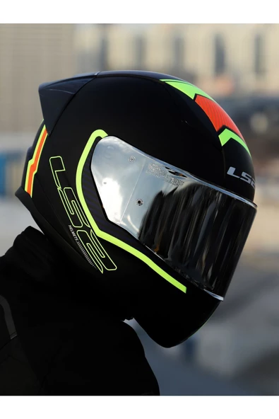 LS2 RAPID 2 RACE EXTRA MAT NEON SARI-NAVY MAVİ KASK - Resim 3