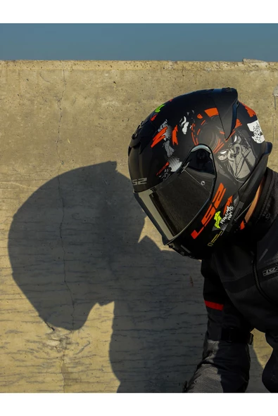 LS2 STREAM 2 ANGRY MONKEY MAT SİYAH-KIRMIZI KASK - Resim 2