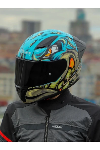 LS2 Rapid 2 Neo Race Full Face Motosiklet Kaskı Şeffaf Siyah Vizörlü - Resim 2