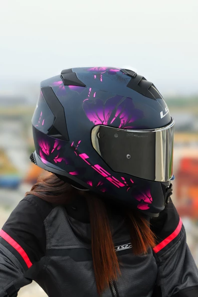 LS2 STORM 2 BURST MAT SİYAH-PEMBE KASK - Resim 6