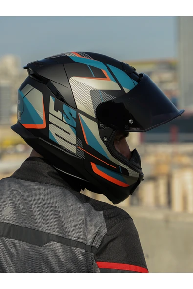 LS2 STREAM 2 ROAD MAT SİYAH-GRİ-MAVİ-KIRMIZI KASK - Resim 7