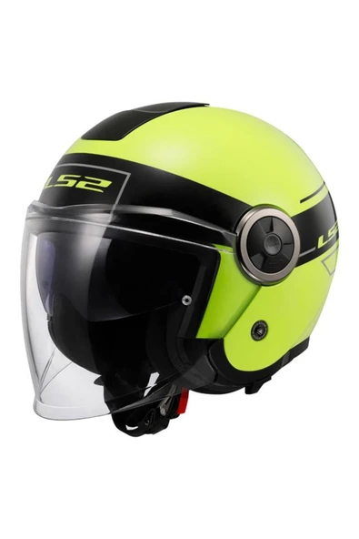 LS2 Classy Classic Açık Motosiklet Kaskı Siyah-neon Sarı
