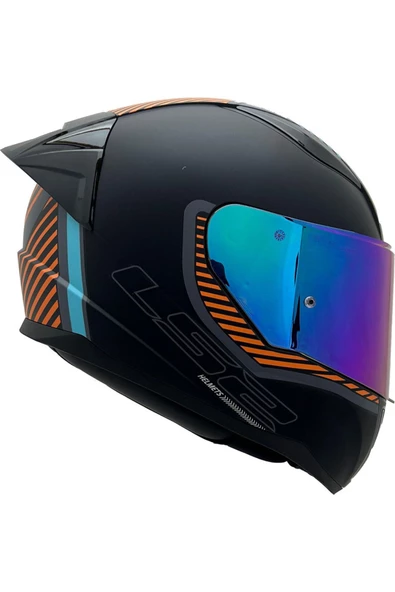 LS2 Rapid 2 Extra Race Full Face Motosiklet Kaskı Yarış Spoiler +  Şeffaf + Gökkuşağı Vizörlü - 3